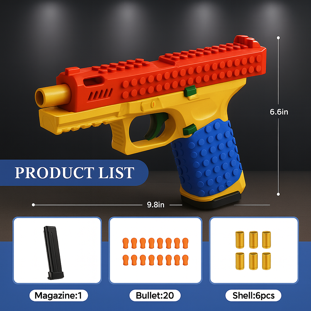 Brikora® Pistol – Buildable Brick-Design Blaster